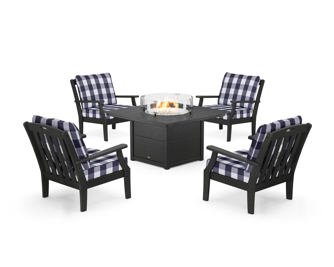Trex Yacht Club 5-Piece Deep Seating Set with Square Fire Pit Table