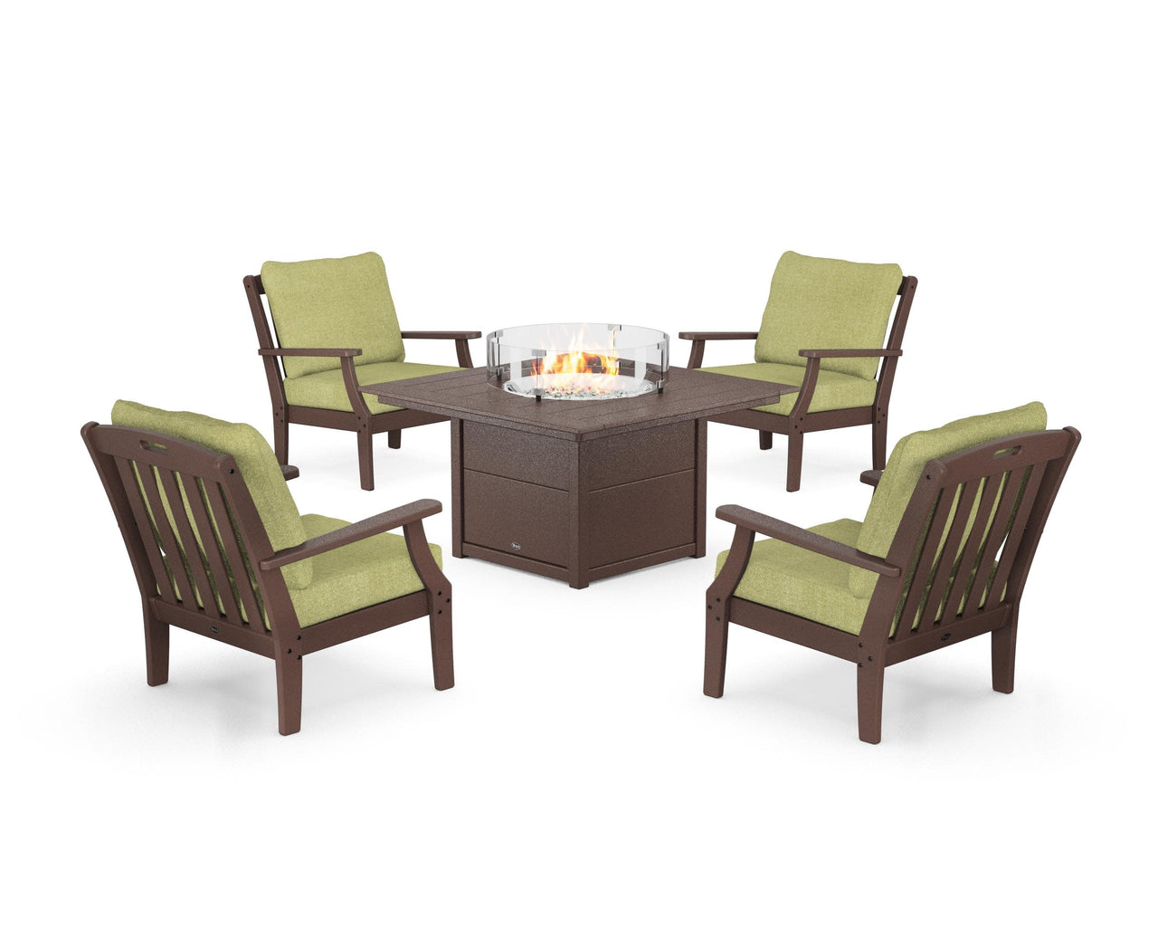 Trex Yacht Club 5-Piece Deep Seating Set with Square Fire Pit Table