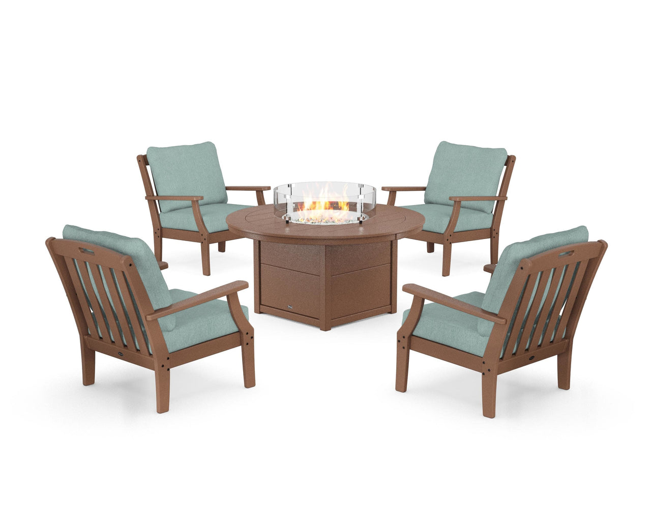 Trex Yacht Club 5-Piece Deep Seating Set with Round Fire Pit Table