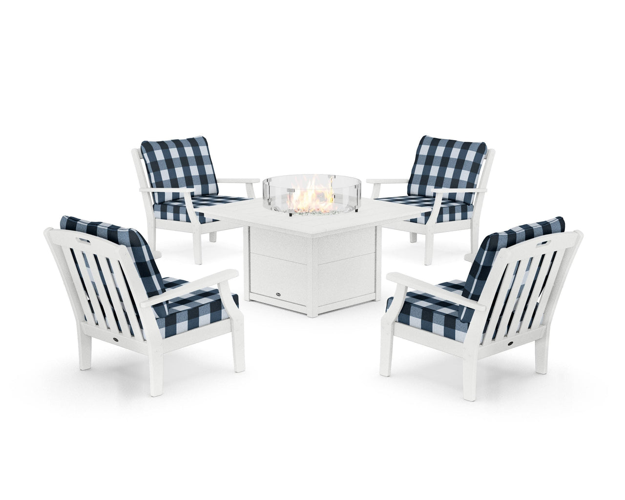 Trex Yacht Club 5-Piece Deep Seating Set with Square Fire Pit Table