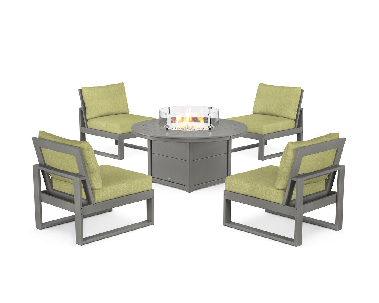 Trex Eastport Modular 5-Piece Deep Seating Set with Round Fire Pit Table
