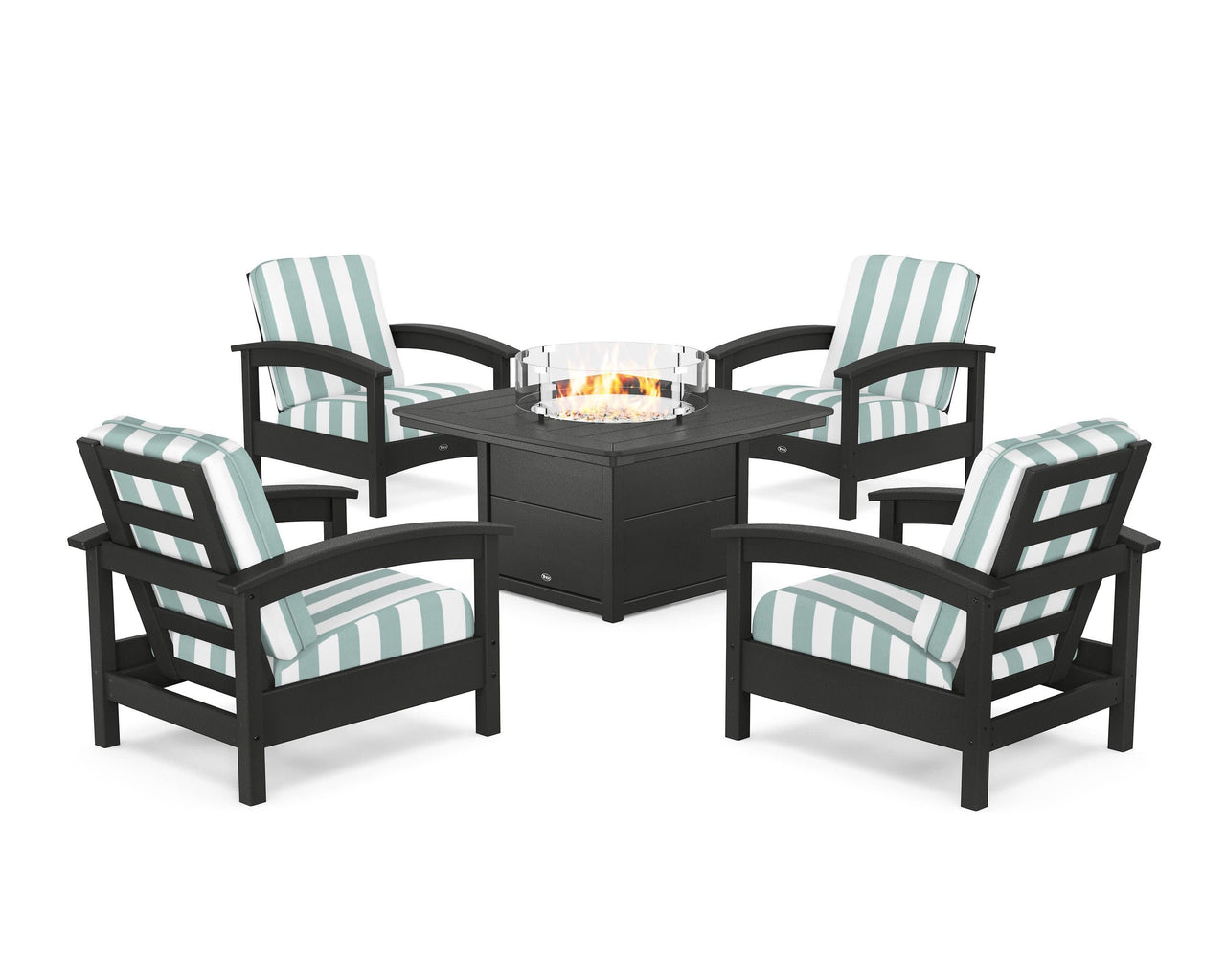 Trex Rockport 5-Piece Deep Seating Set with Yacht Club Fire Pit Table
