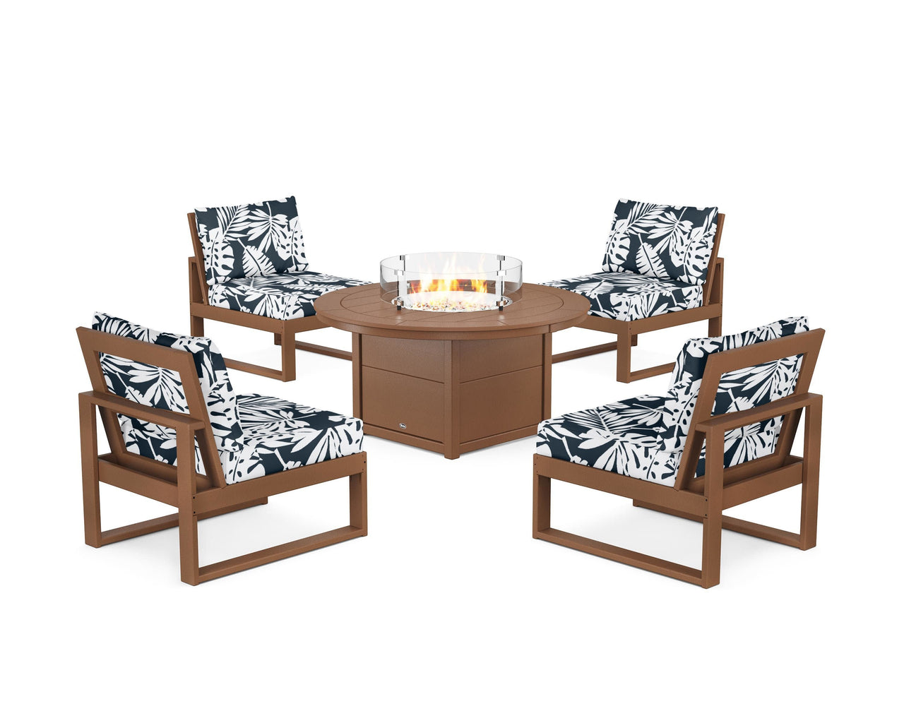 Trex Eastport Modular 5-Piece Deep Seating Set with Round Fire Pit Table