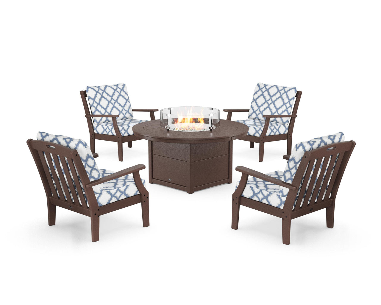 Trex Yacht Club 5-Piece Deep Seating Set with Round Fire Pit Table