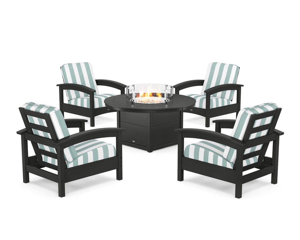 Trex Rockport 5-Piece Deep Seating Set with Round Fire Pit Table