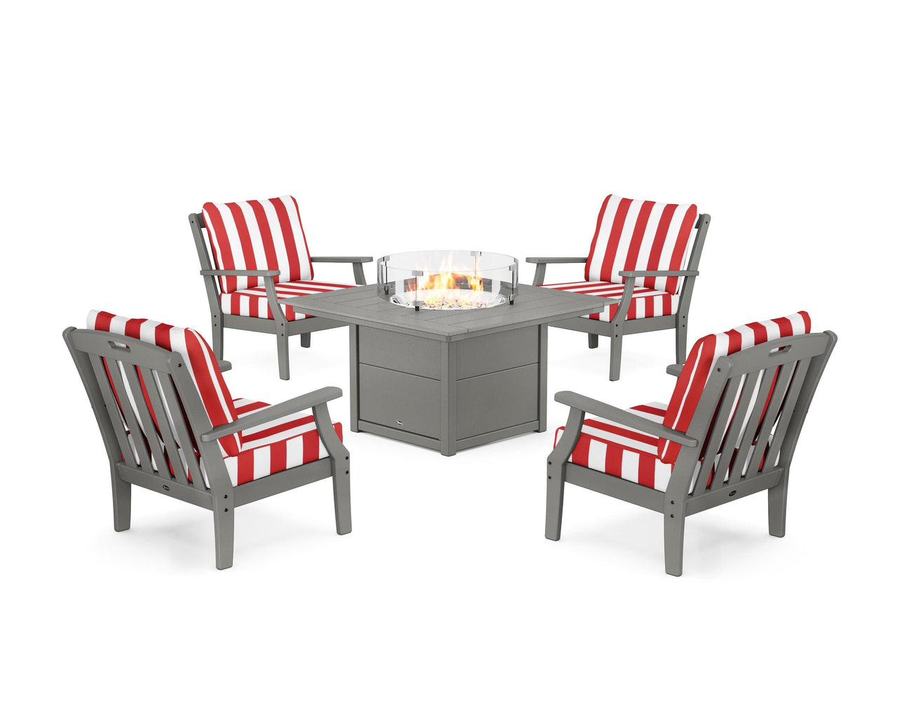 Trex Yacht Club 5-Piece Deep Seating Set with Square Fire Pit Table