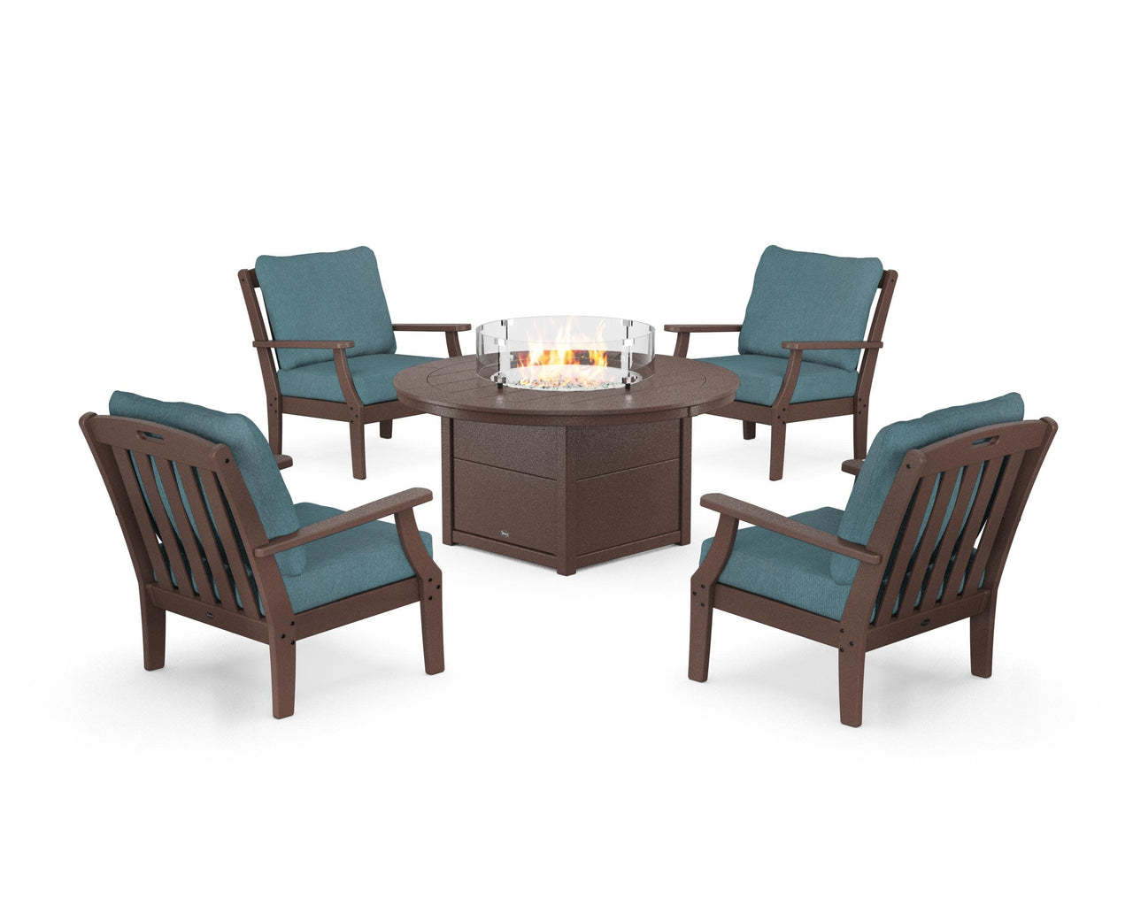 Trex Yacht Club 5-Piece Deep Seating Set with Round Fire Pit Table