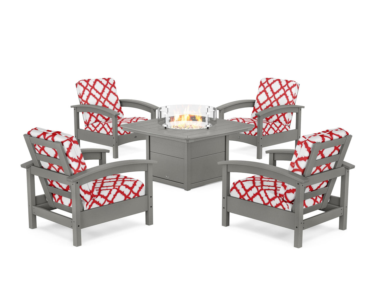 Trex Rockport 5-Piece Deep Seating Set with Yacht Club Fire Pit Table