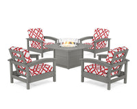 Thumbnail for Trex Rockport 5-Piece Deep Seating Set with Yacht Club Fire Pit Table