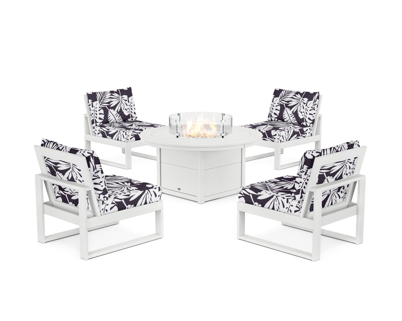 Trex Eastport Modular 5-Piece Deep Seating Set with Round Fire Pit Table