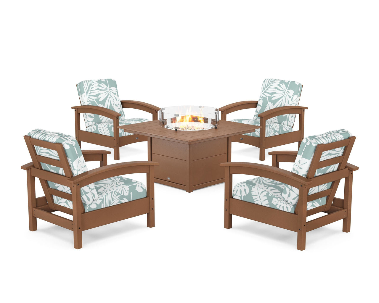 Trex Rockport 5-Piece Deep Seating Set with Square Fire Pit Table