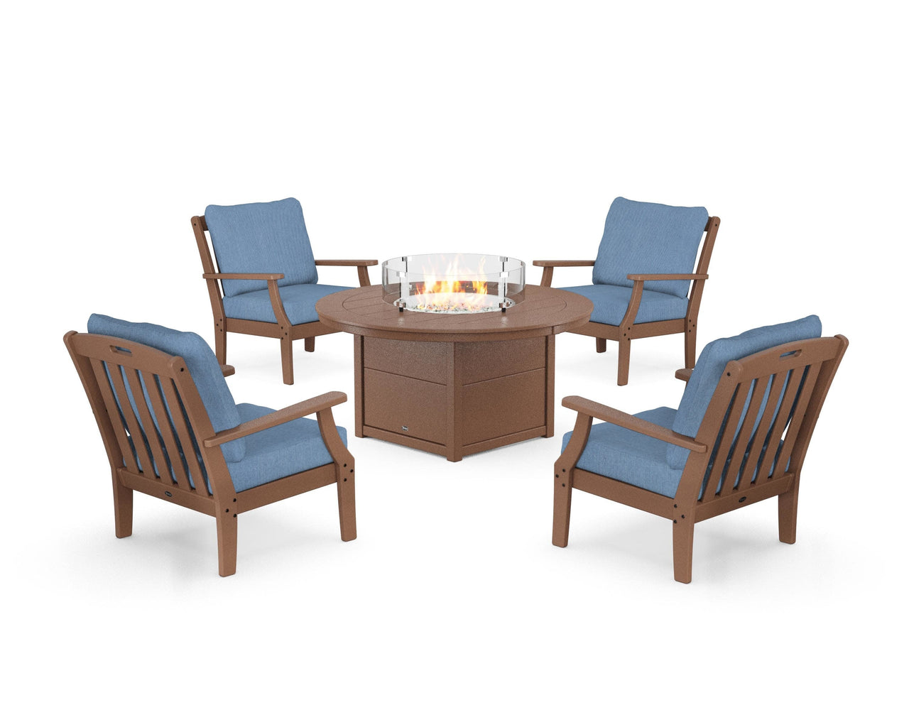 Trex Yacht Club 5-Piece Deep Seating Set with Round Fire Pit Table
