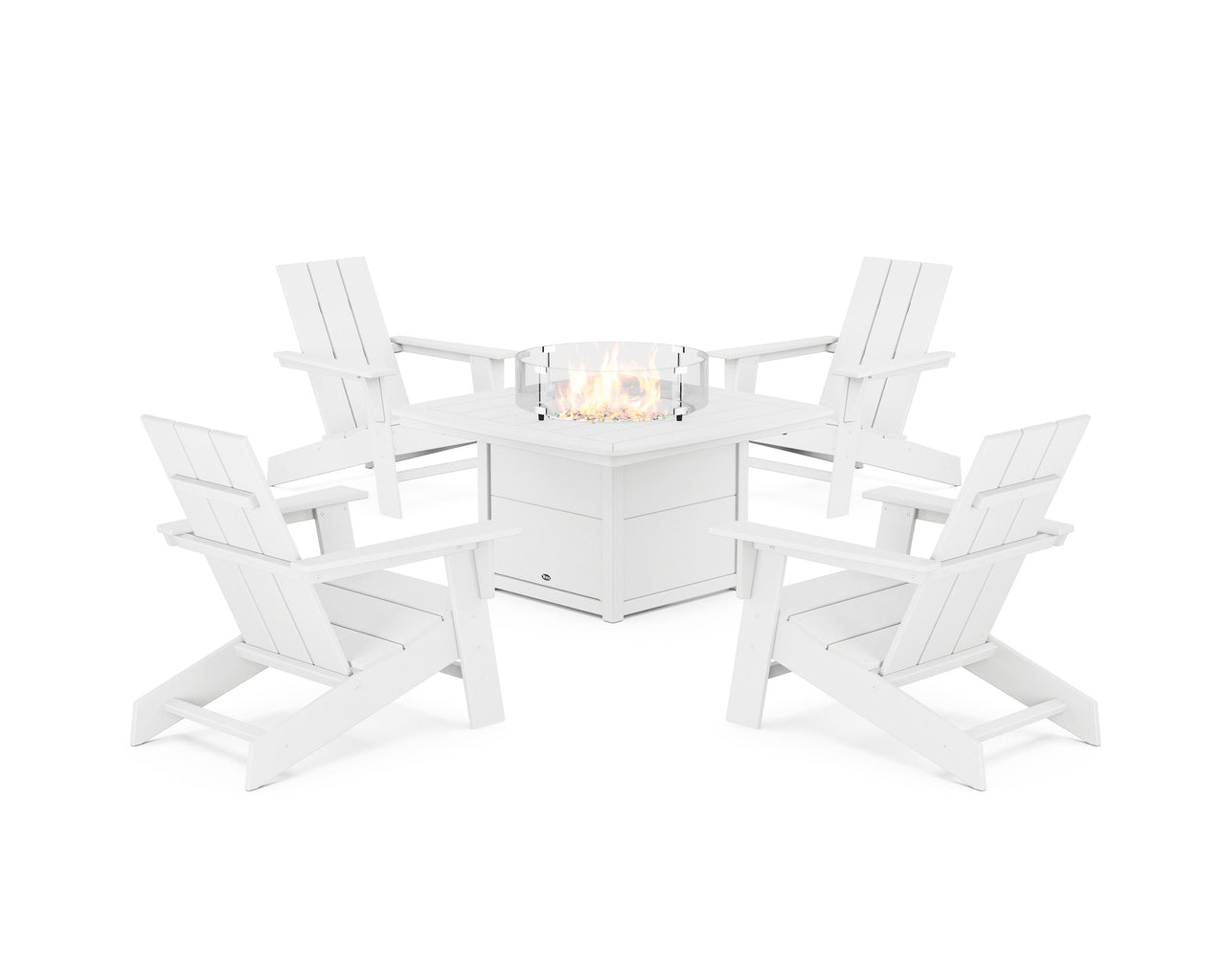 Trex Eastport Modern Adirondack 5-Piece Set with Yacht Club Fire Pit Table