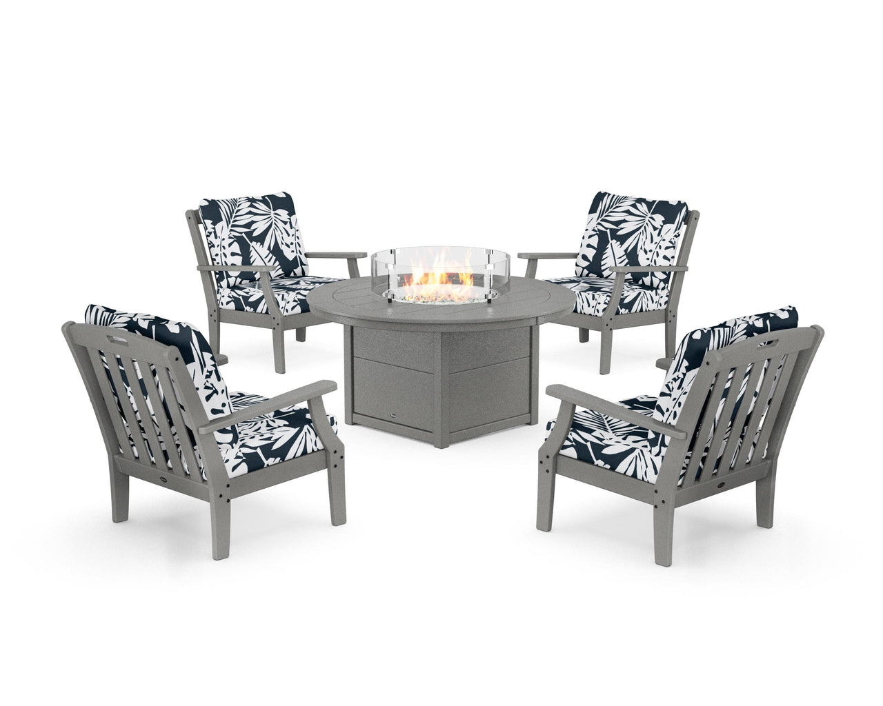 Trex Yacht Club 5-Piece Deep Seating Set with Round Fire Pit Table
