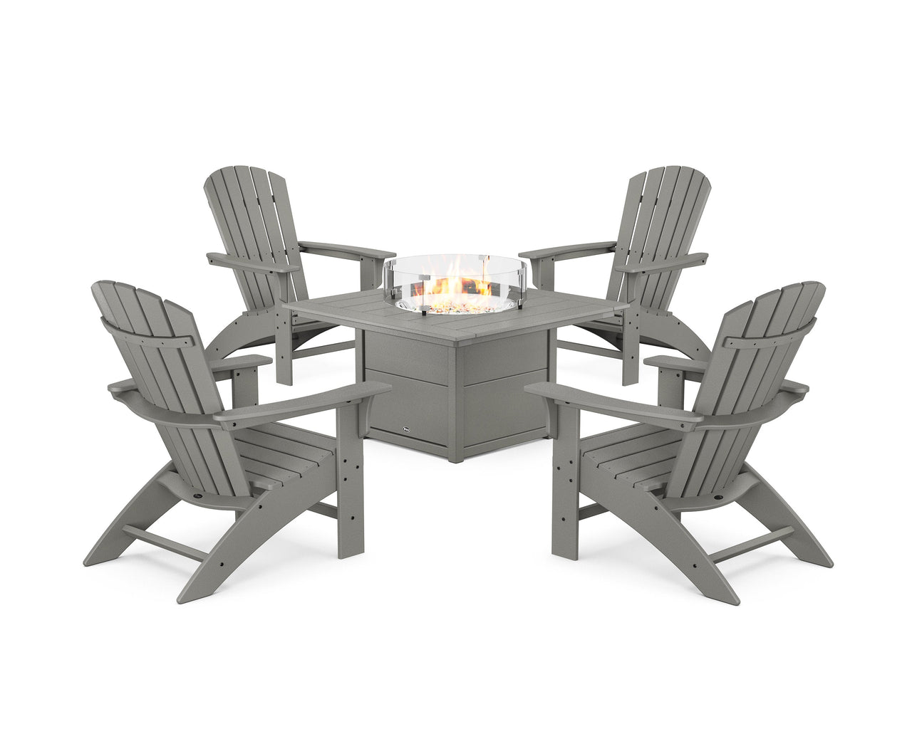 Trex Yacht Club Adirondack 5-Piece Set with Square Fire Pit Table