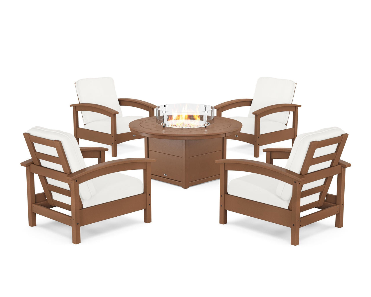 Trex Rockport 5-Piece Deep Seating Set with Round Fire Pit Table