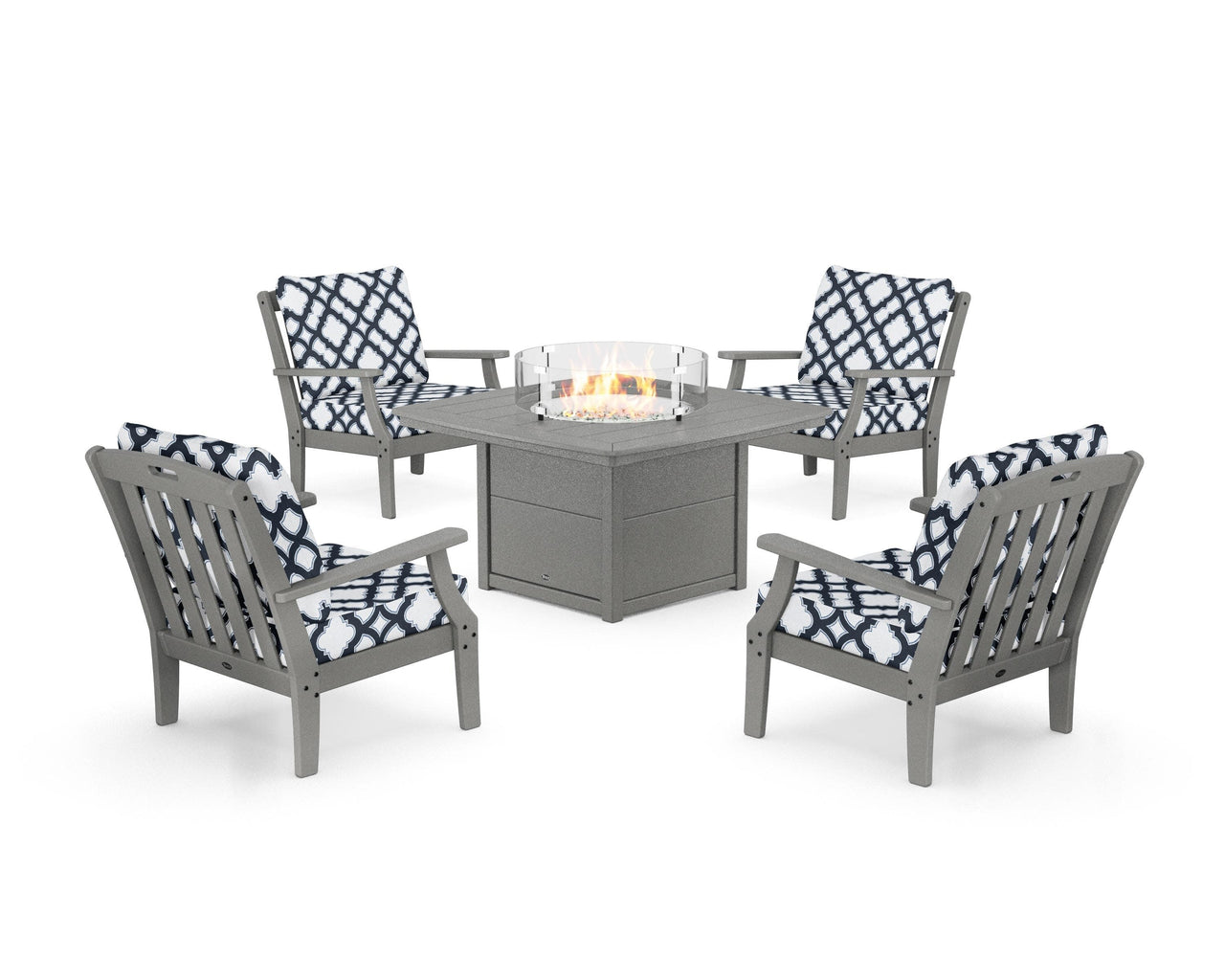 Trex Yacht Club 5-Piece Deep Seating Set with Fire Pit Table