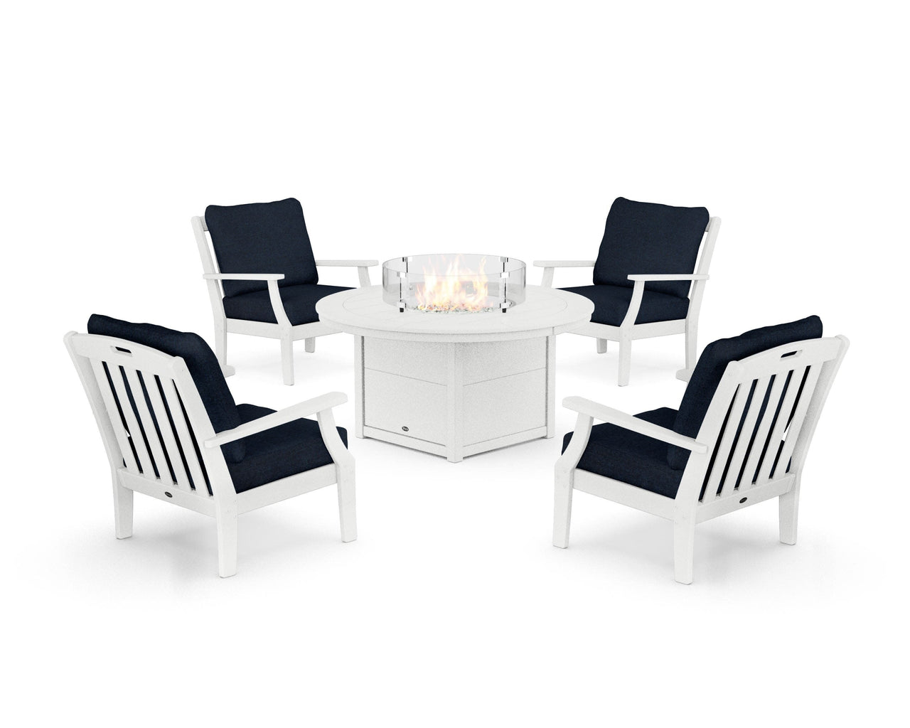 Trex Yacht Club 5-Piece Deep Seating Set with Round Fire Pit Table