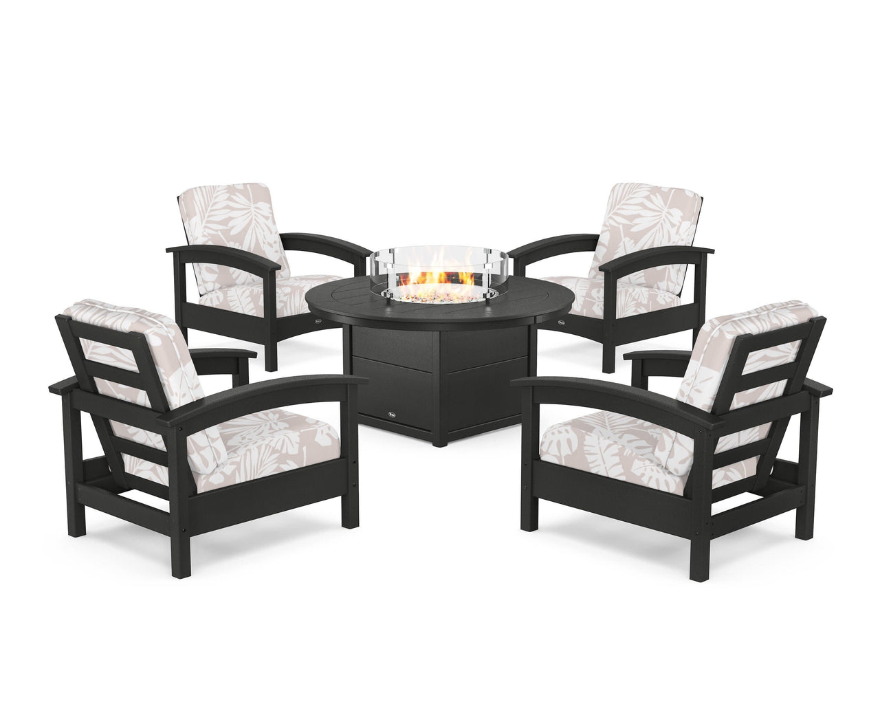 Trex Rockport 5-Piece Deep Seating Set with Round Fire Pit Table