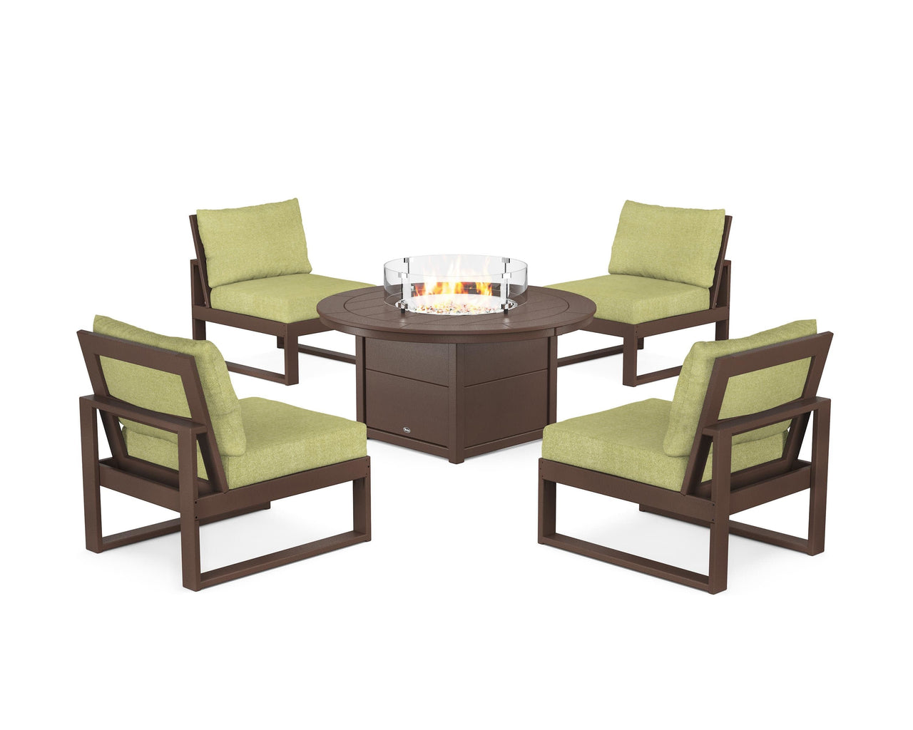Trex Eastport Modular 5-Piece Deep Seating Set with Round Fire Pit Table