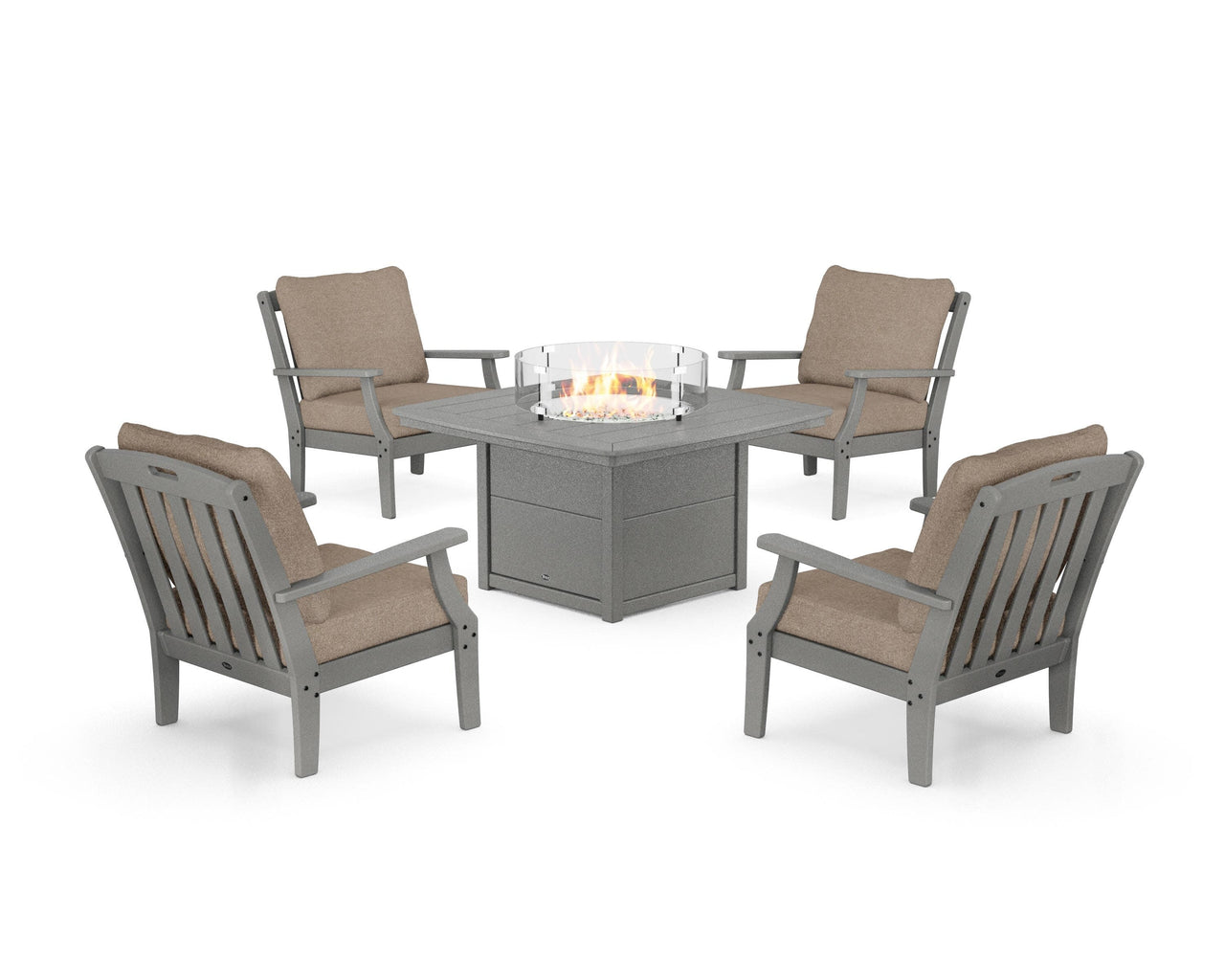 Trex Yacht Club 5-Piece Deep Seating Set with Fire Pit Table