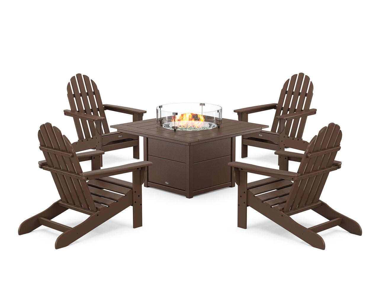 Trex Cape Cod Adirondack 5-Piece Set with Square Fire Pit Table