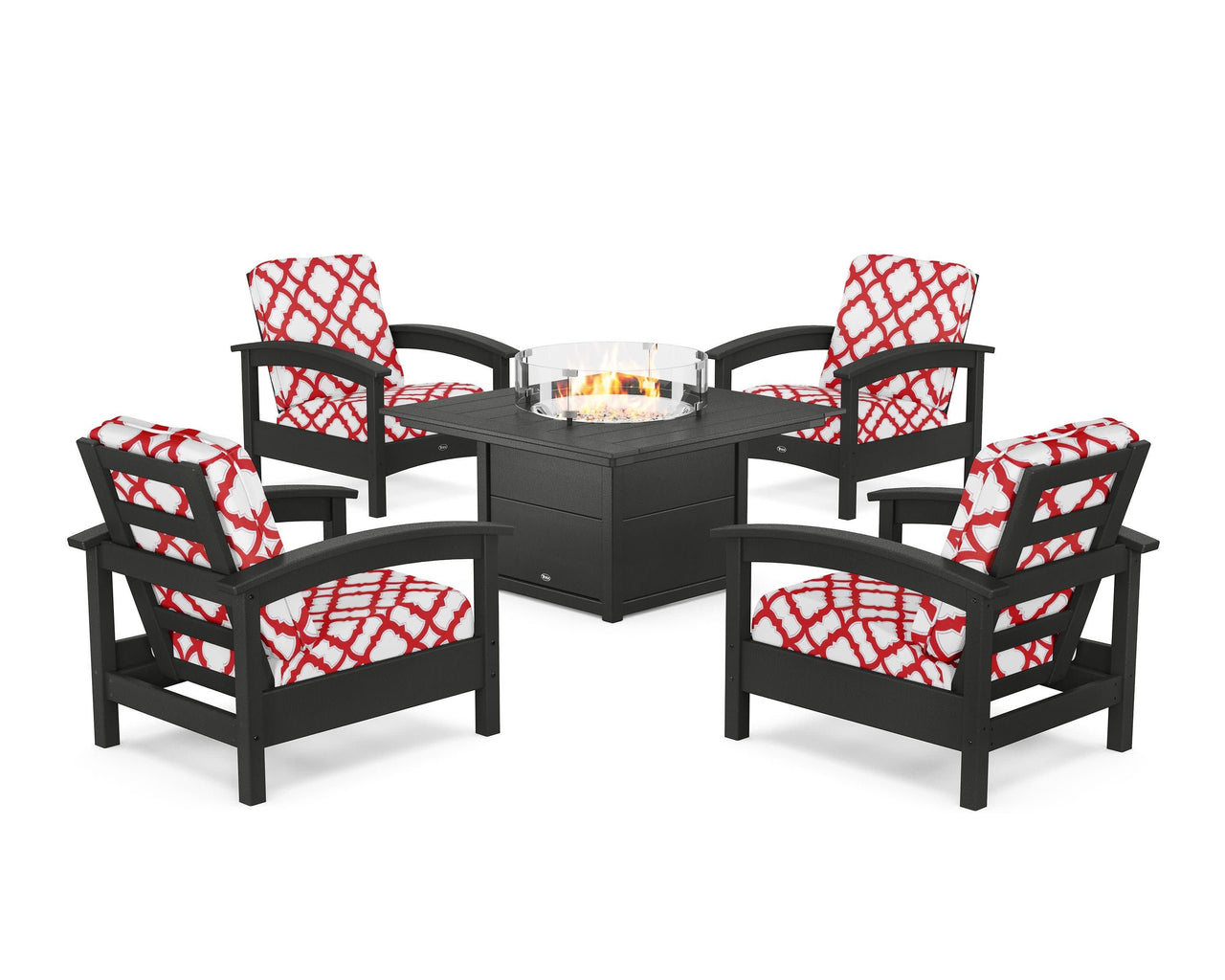 Trex Rockport 5-Piece Deep Seating Set with Square Fire Pit Table