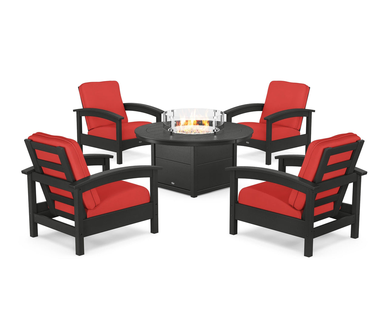 Trex Rockport 5-Piece Deep Seating Set with Round Fire Pit Table