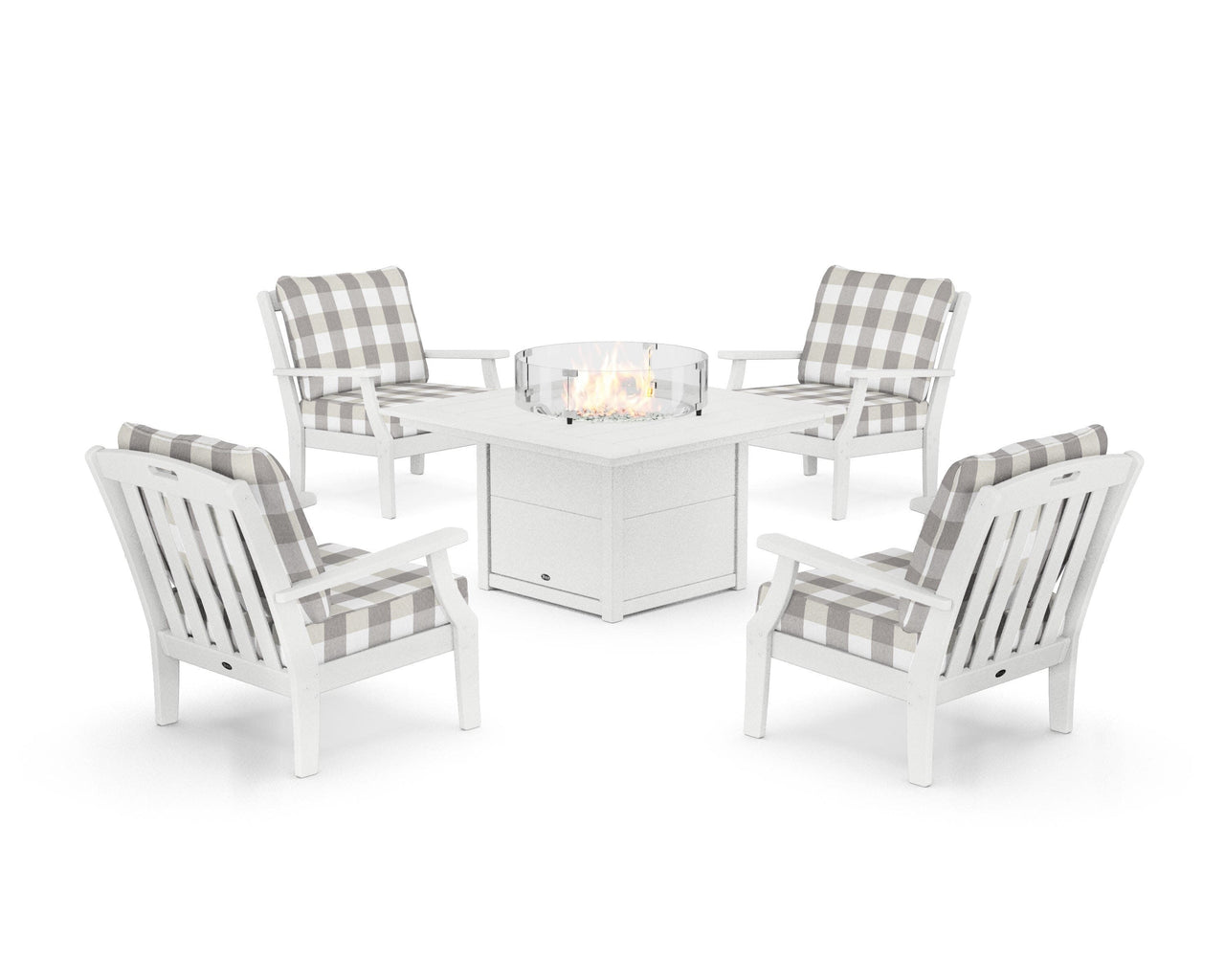 Trex Yacht Club 5-Piece Deep Seating Set with Square Fire Pit Table