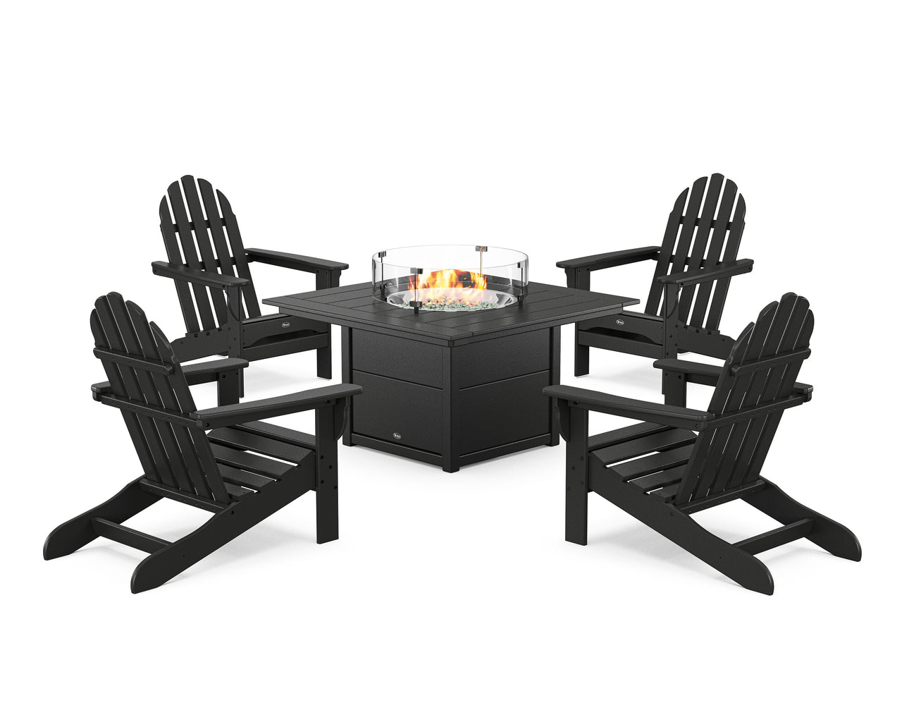 Trex Cape Cod Adirondack 5-Piece Set with Square Fire Pit Table