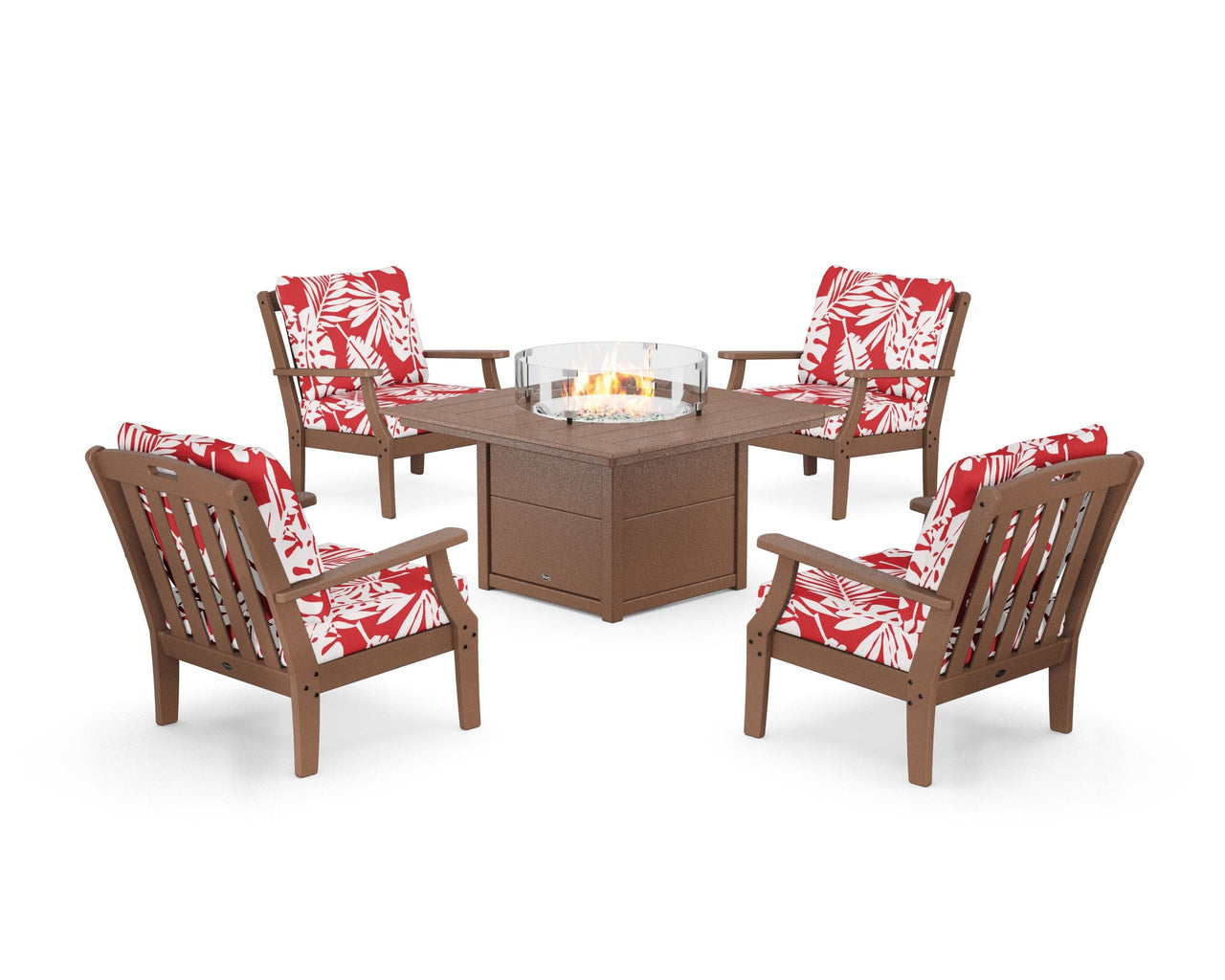 Trex Yacht Club 5-Piece Deep Seating Set with Square Fire Pit Table