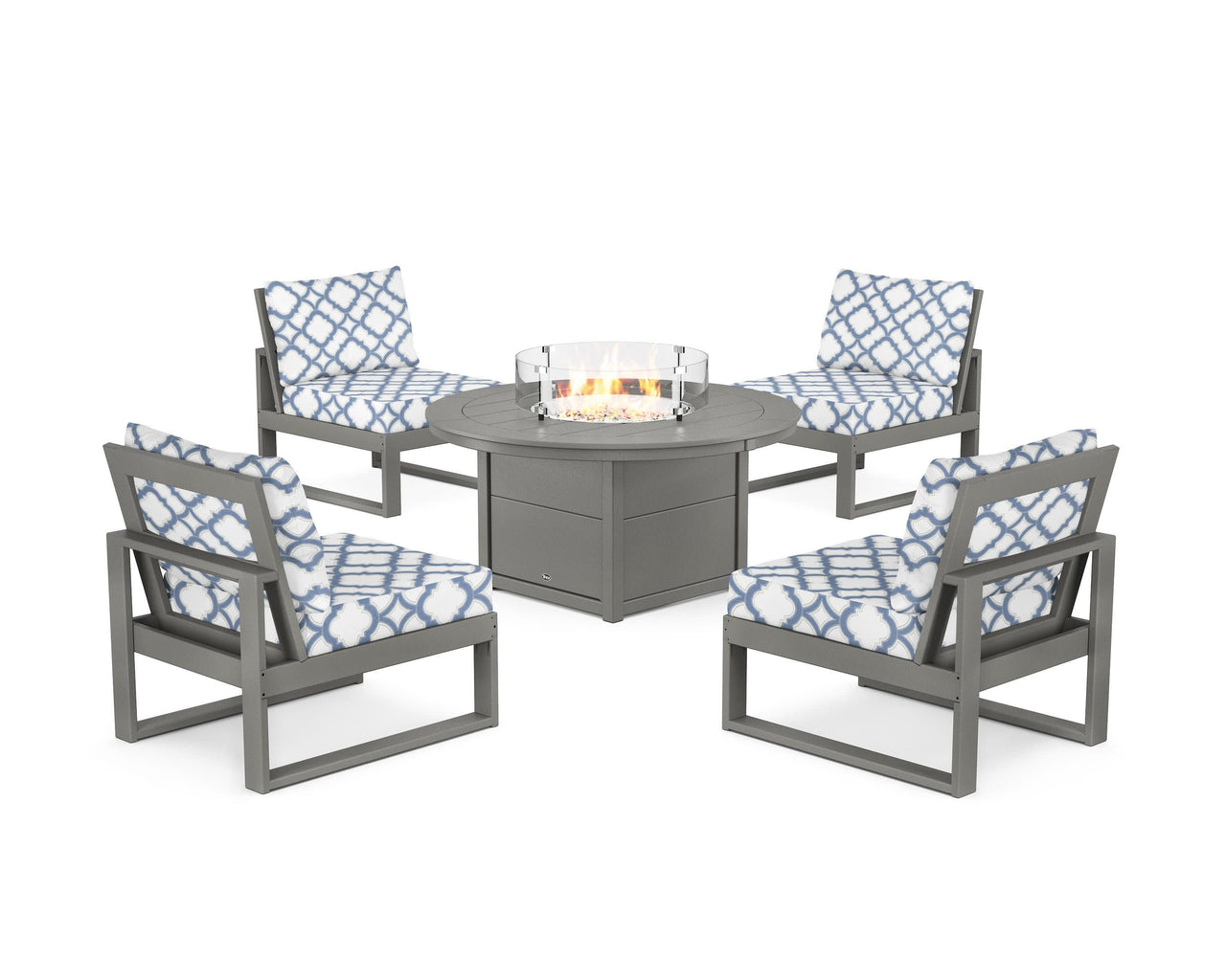 Trex Eastport Modular 5-Piece Deep Seating Set with Round Fire Pit Table
