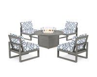Thumbnail for Trex Eastport Modular 5-Piece Deep Seating Set with Round Fire Pit Table