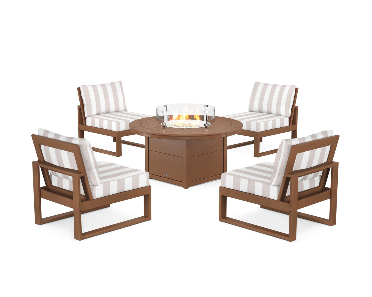Trex Eastport Modular 5-Piece Deep Seating Set with Round Fire Pit Table