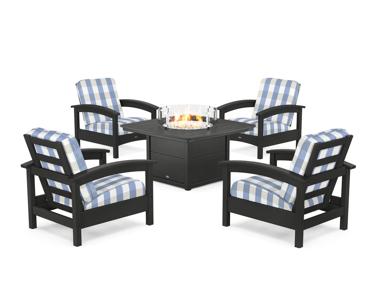Trex Rockport 5-Piece Deep Seating Set with Yacht Club Fire Pit Table