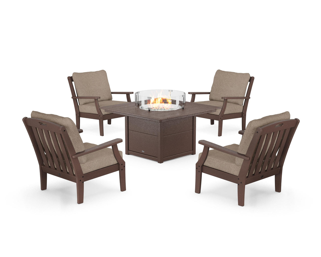 Trex Yacht Club 5-Piece Deep Seating Set with Square Fire Pit Table