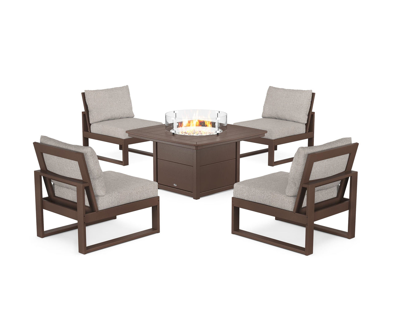 Trex Eastport Modular 5-Piece Deep Seating Set with Yacht Club Fire Pit Table