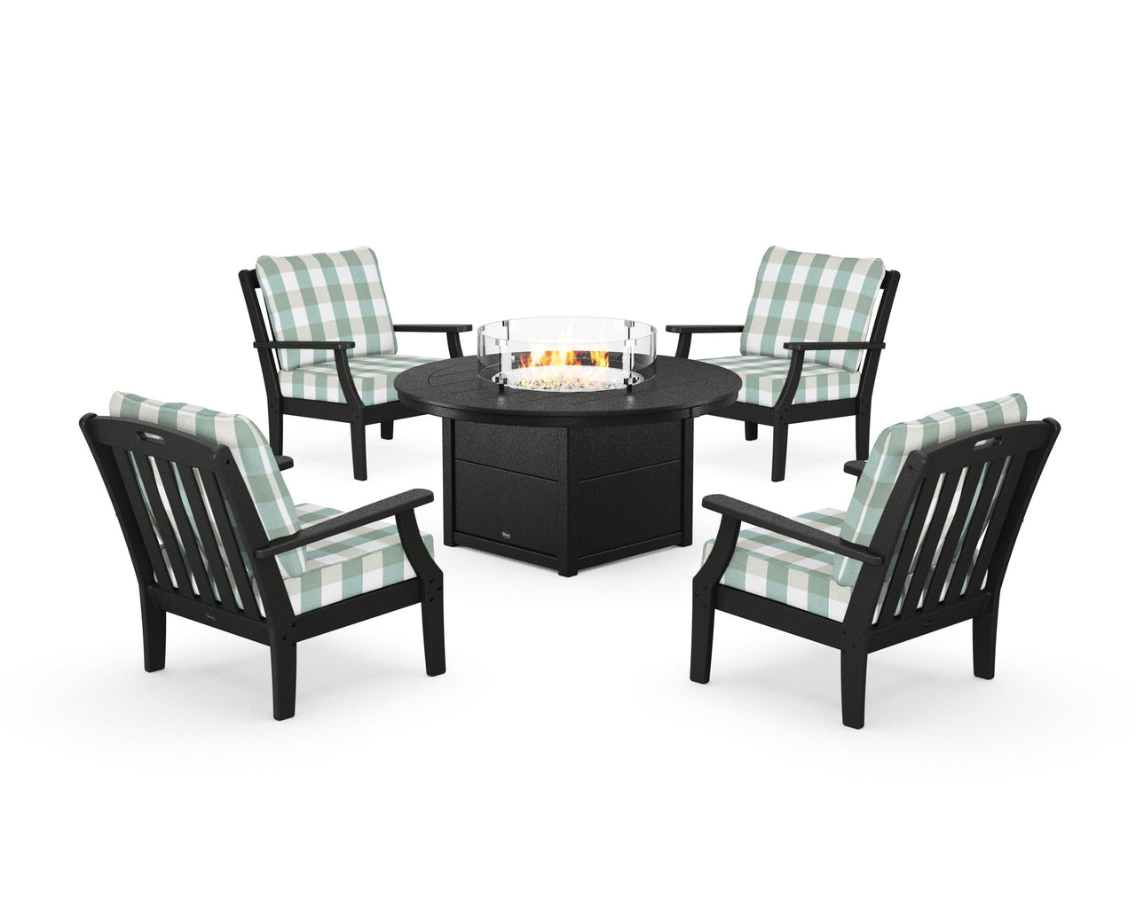 Trex Yacht Club 5-Piece Deep Seating Set with Round Fire Pit Table