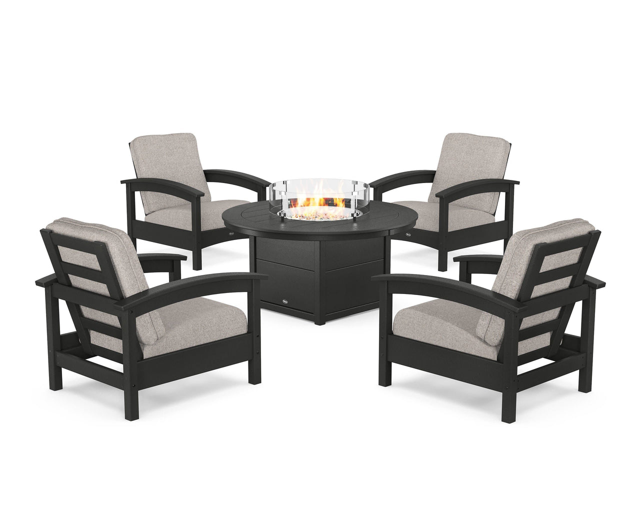 Trex Rockport 5-Piece Deep Seating Set with Round Fire Pit Table