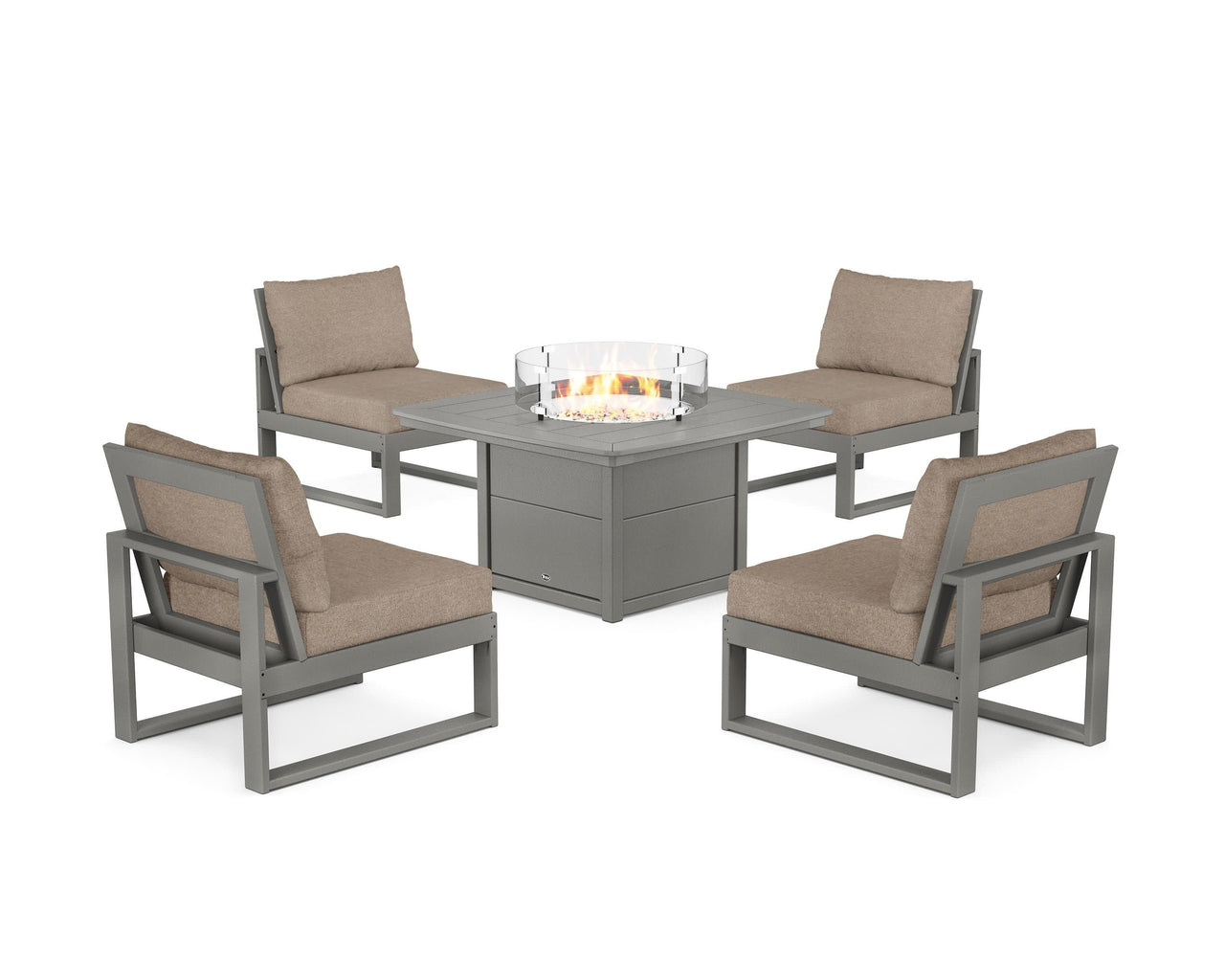 Trex Eastport Modular 5-Piece Deep Seating Set with Yacht Club Fire Pit Table