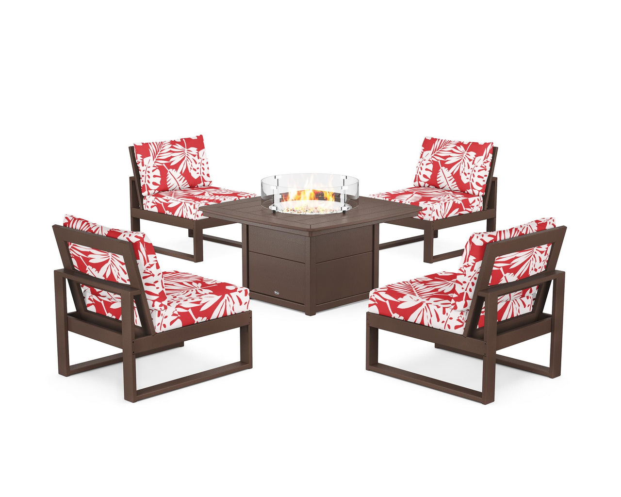 Trex Eastport Modular 5-Piece Deep Seating Set with Yacht Club Fire Pit Table