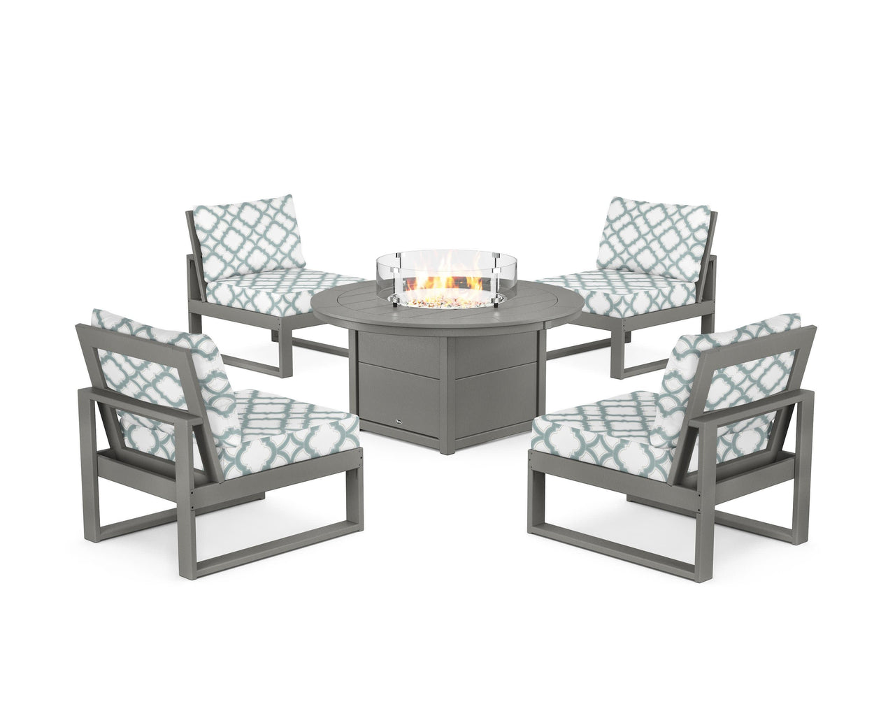 Trex Eastport Modular 5-Piece Deep Seating Set with Round Fire Pit Table