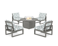 Thumbnail for Trex Eastport Modular 5-Piece Deep Seating Set with Round Fire Pit Table