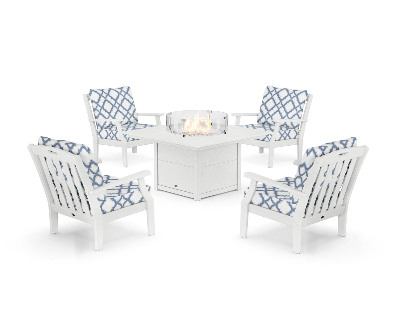 Trex Yacht Club 5-Piece Deep Seating Set with Square Fire Pit Table