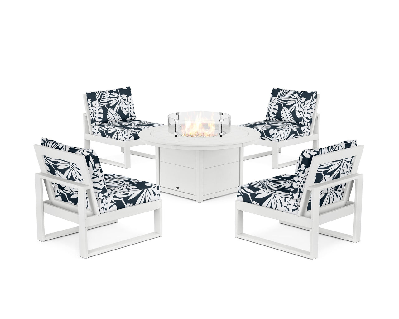 Trex Eastport Modular 5-Piece Deep Seating Set with Round Fire Pit Table