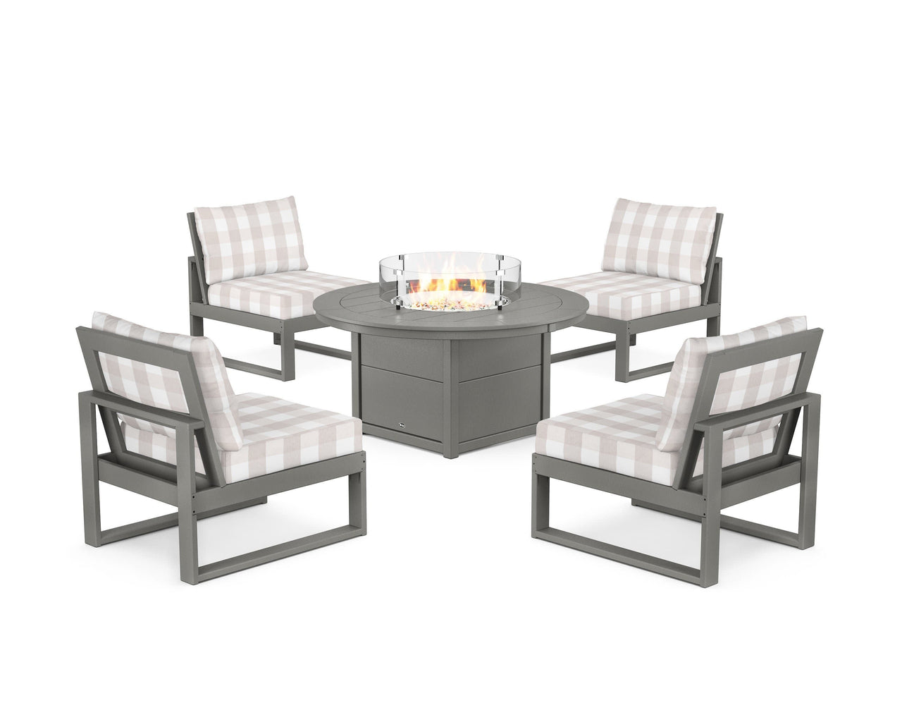 Trex Eastport Modular 5-Piece Deep Seating Set with Round Fire Pit Table