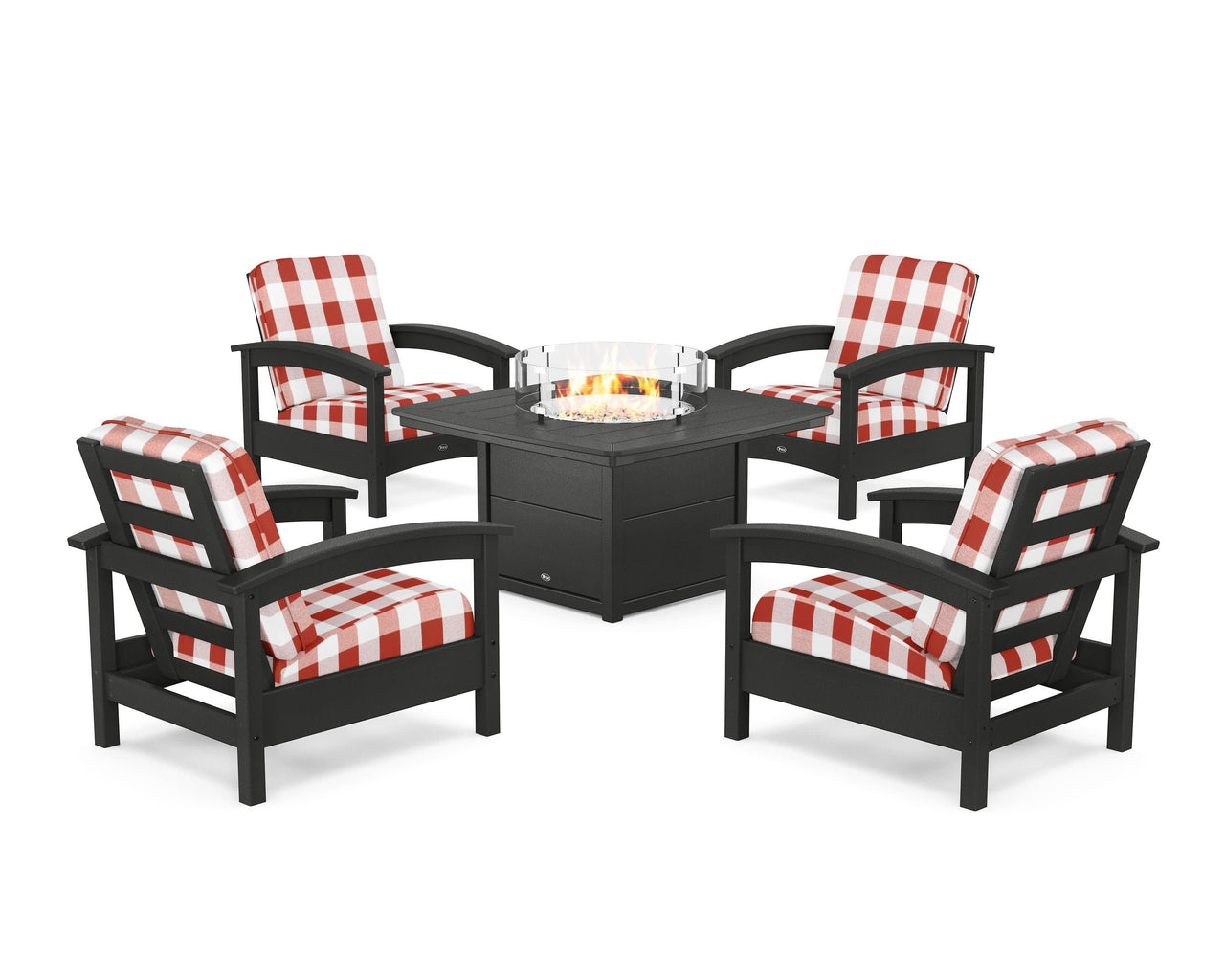 Trex Rockport 5-Piece Deep Seating Set with Yacht Club Fire Pit Table
