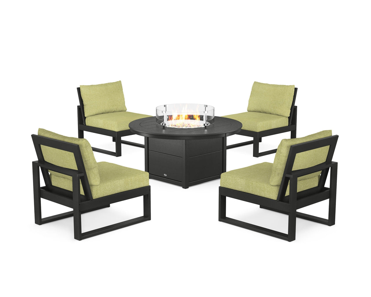 Trex Eastport Modular 5-Piece Deep Seating Set with Round Fire Pit Table