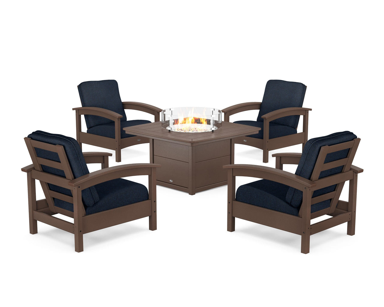 Trex Rockport 5-Piece Deep Seating Set with Yacht Club Fire Pit Table