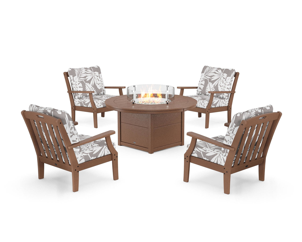 Trex Yacht Club 5-Piece Deep Seating Set with Round Fire Pit Table